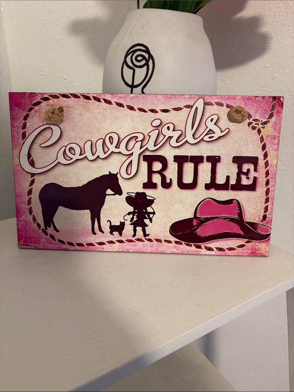 Cowgirls Rule Wall Sign - Pink